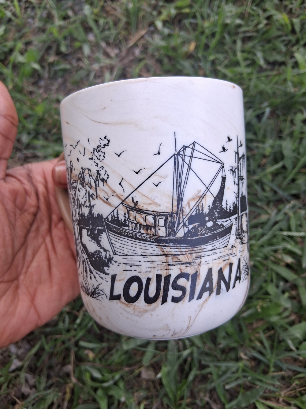 Vintage Louisiana Bayou Country Marbled Ceramic Coffee Mug